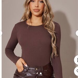 Brown bodysuit by pretty little thing - size 0